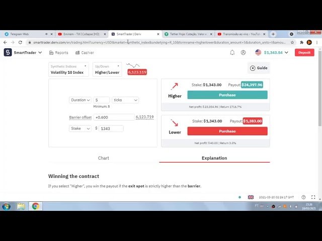 fazendo 220 reais em uma operação na deriv robo pro edition MODO SOROS 19/03/21