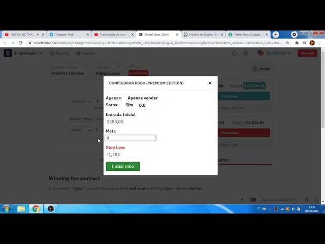 fazendo 225,60 reais em uma operação na deriv robo pro edition MODO SOROS 20/03/21