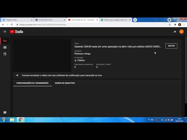 fazendo 269,95 reais em uma operação na deriv robo pro edition MODO SOROS 26/03/21 de manha