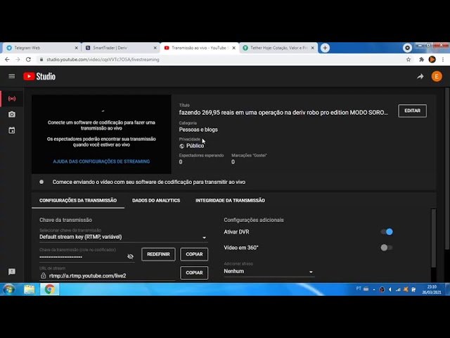 fazendo 269,95 reais em uma operação na deriv robo pro edition MODO SOROS 26/03/21 de manha
