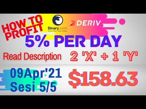 Sesi-5/5 Binary Deriv Trading Journal 9 Apr’21 How to Profit Consistent Daily Digit Differ Free Bot