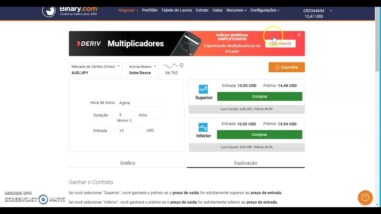 [Deriv / Binary] Fiz 3 Dolares  em  3 minutos com esse  ROBÔ