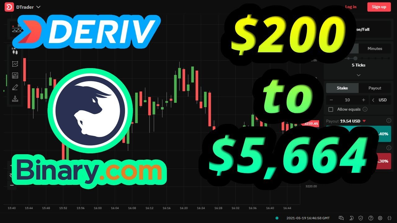 Easy Profit // $200 to $5,664 // Binary.com – Deriv.com // Rise Fall 5 Ticks Strategy // 25 Index