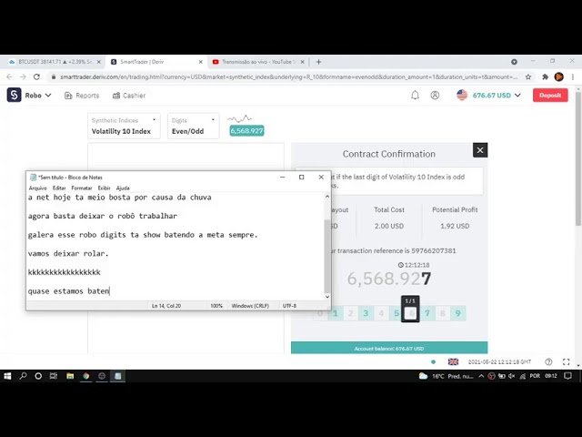 fazendo 3% com o robo digits 22-05-21 deriv.com