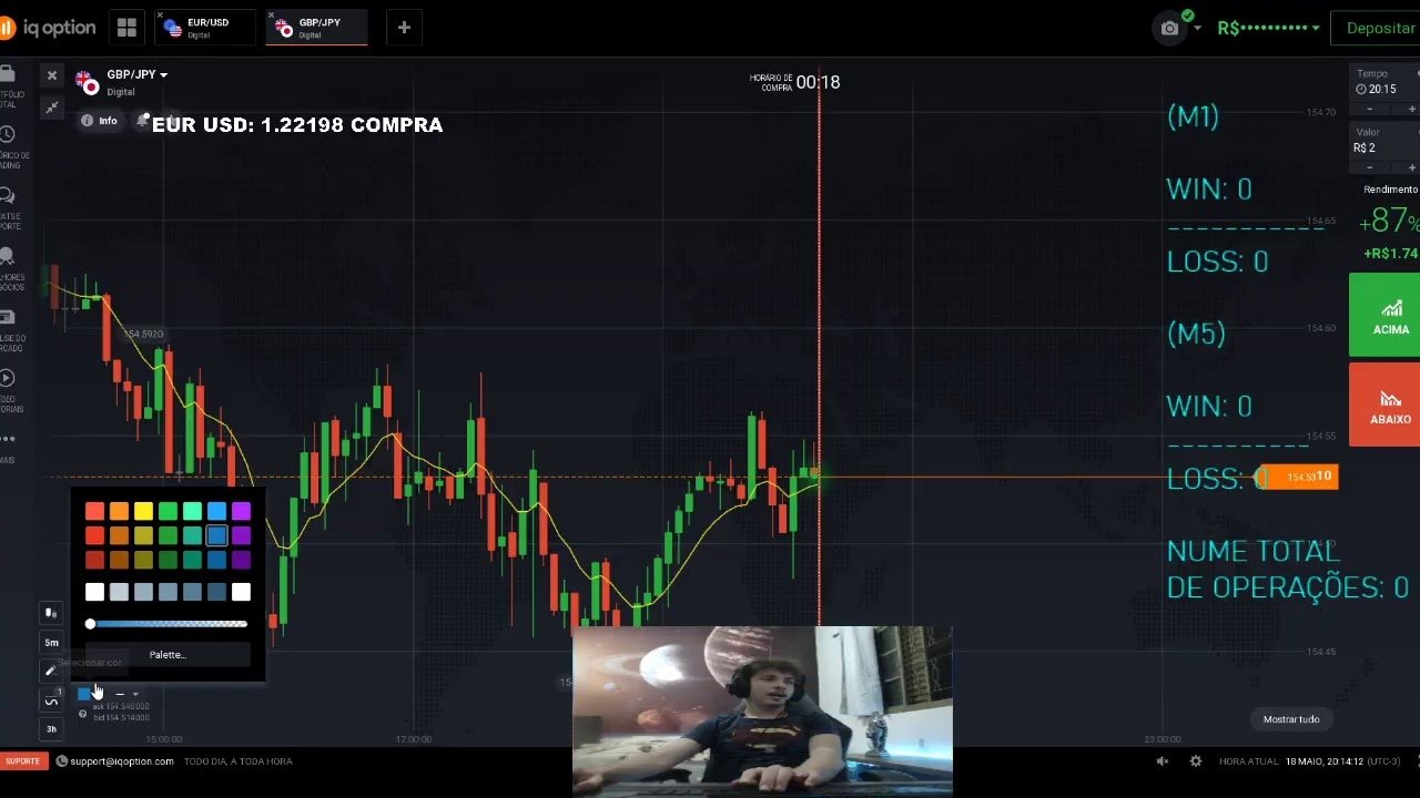 IQ OPTION Operando OPÇÕES BINÁRIAS AO VIVO!