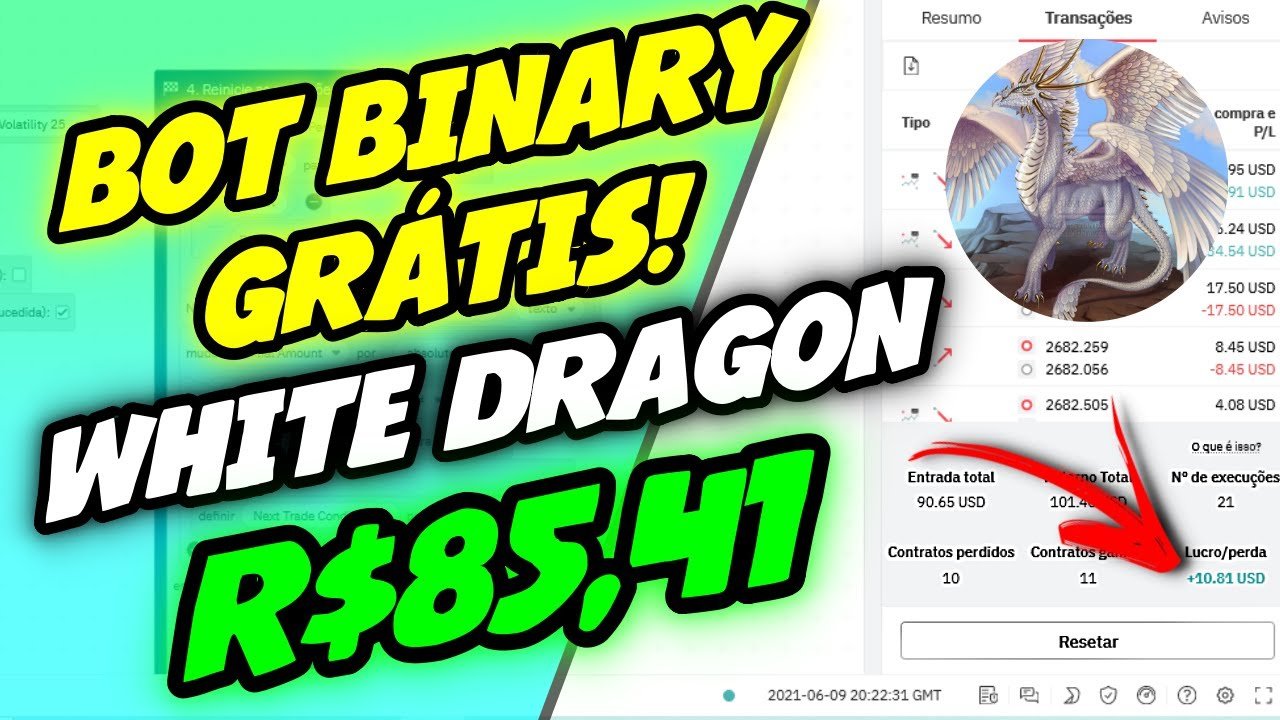 ✅ R$85,41 BOT BINARY GRÁTIS – BOT BINARY DERIV RISE AND FALL WHITE DRAGON – TRADER BOTS CLUB