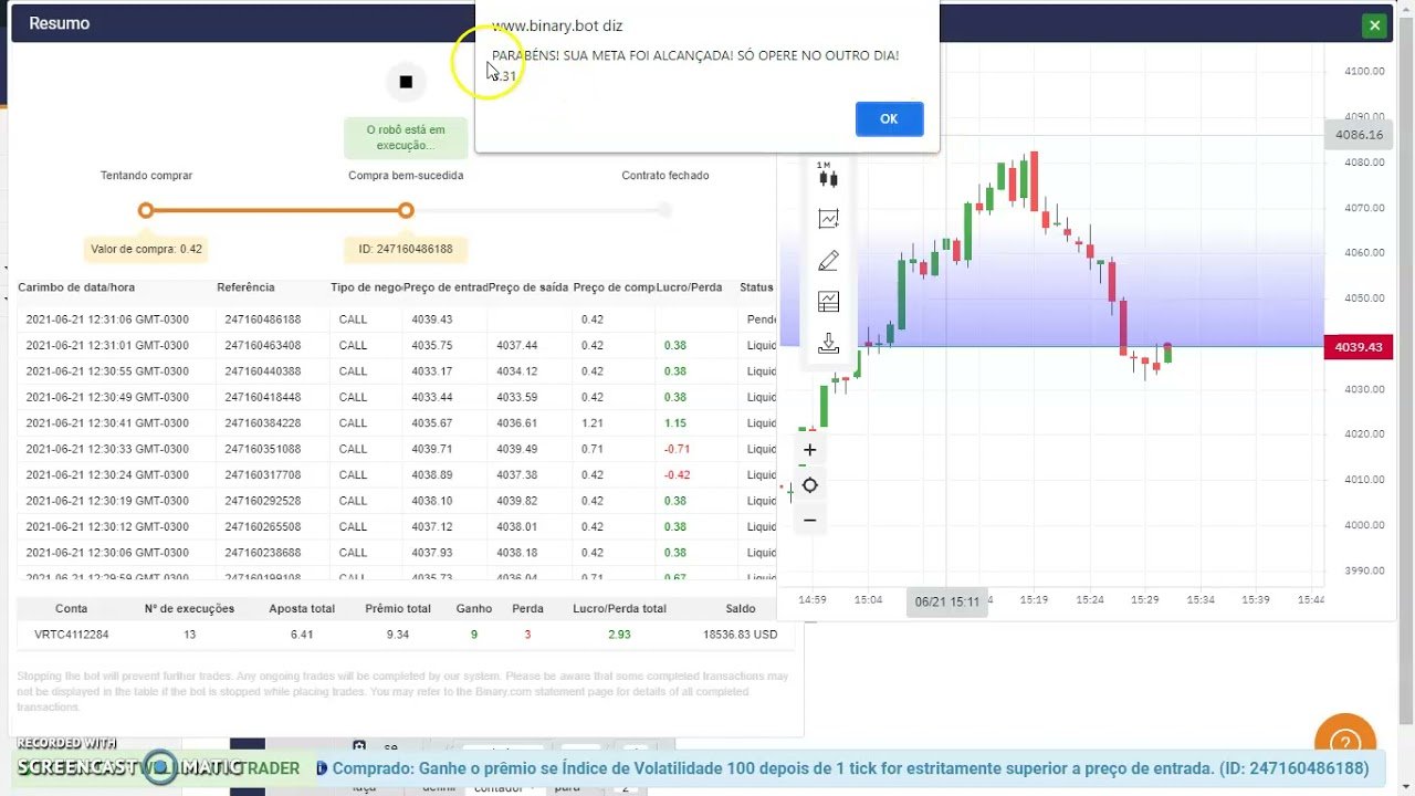 [Binary e Deriv] Novo teste nesse Robô Zetta $3 Dolares, Ligou ganhou