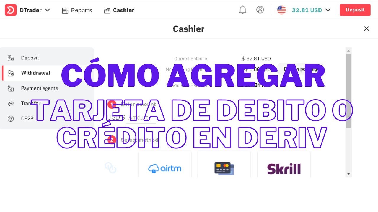 Cómo Agregar Tarjeta de Debito o Crédito en Deriv