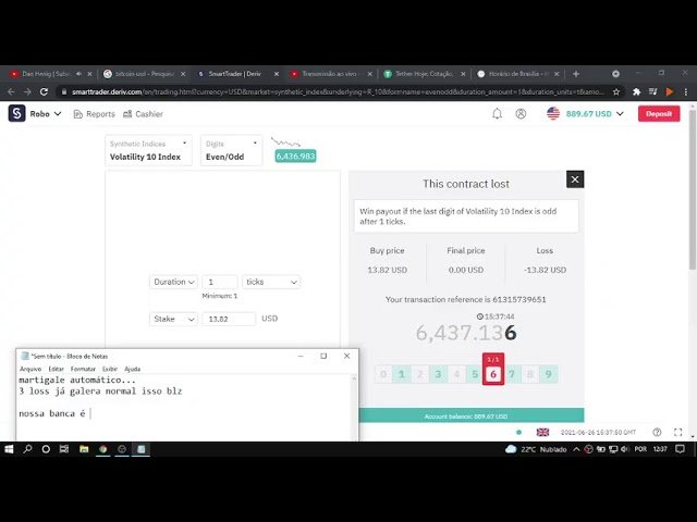 Fazendo 10 dólares no robô “DGITS AUTO PRO”  – deriv.com