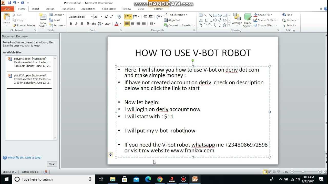 HOW TO USE V-BOT AND MAKE MONEY  ON DERIV (BINARY.COM)USING $10