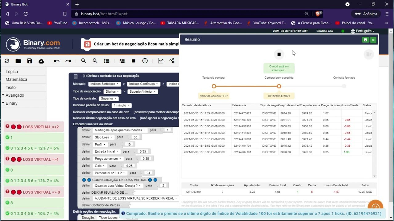 Super bot over 7 Binary -Deriv, disponível só chamar! #botbinary #botderiv #daytrade #opcoesbinarias