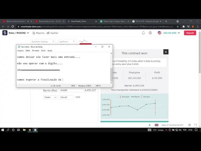 Fazendo  3% na deriv.com com o robo RSI Pro edition