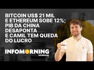 Bitcoin US$ 21 mil e Ethereum sobe 12%; PIB da China cresce apenas 0,4% e Camil com queda do lucro