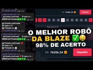 🔴BLAZE AO VIVO – SINAIS VIP GRATIS PARA DOUBLE AO VIVO SO GREEN ROBÔ BLAZE – 98% AO VIVO 24 HORAS!