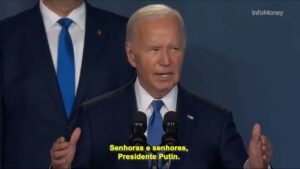 VEJA O MOMENTO EM QUE BIDEN chama ZELENSKY de PUTIN em cerimônia da OTAN