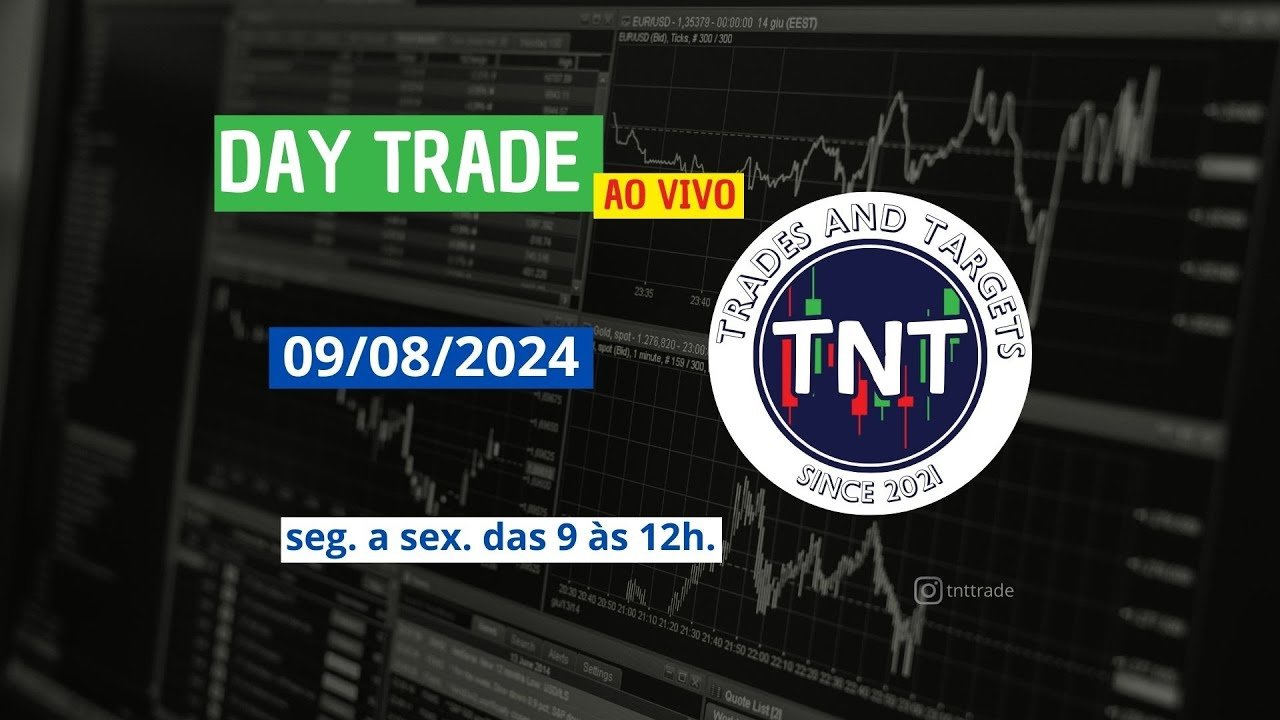 Mini Indice – Day trade 09/08/2024 – TNT – Conta Real – Ao Vivo – das 9h às 12h.