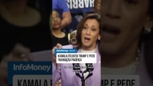 Kamala felicita Trump e pede transição pacífica #eleiçõeseua #kamalaharris #trump