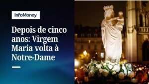 Procissão de velas devolve estátua à Catedral em Paris