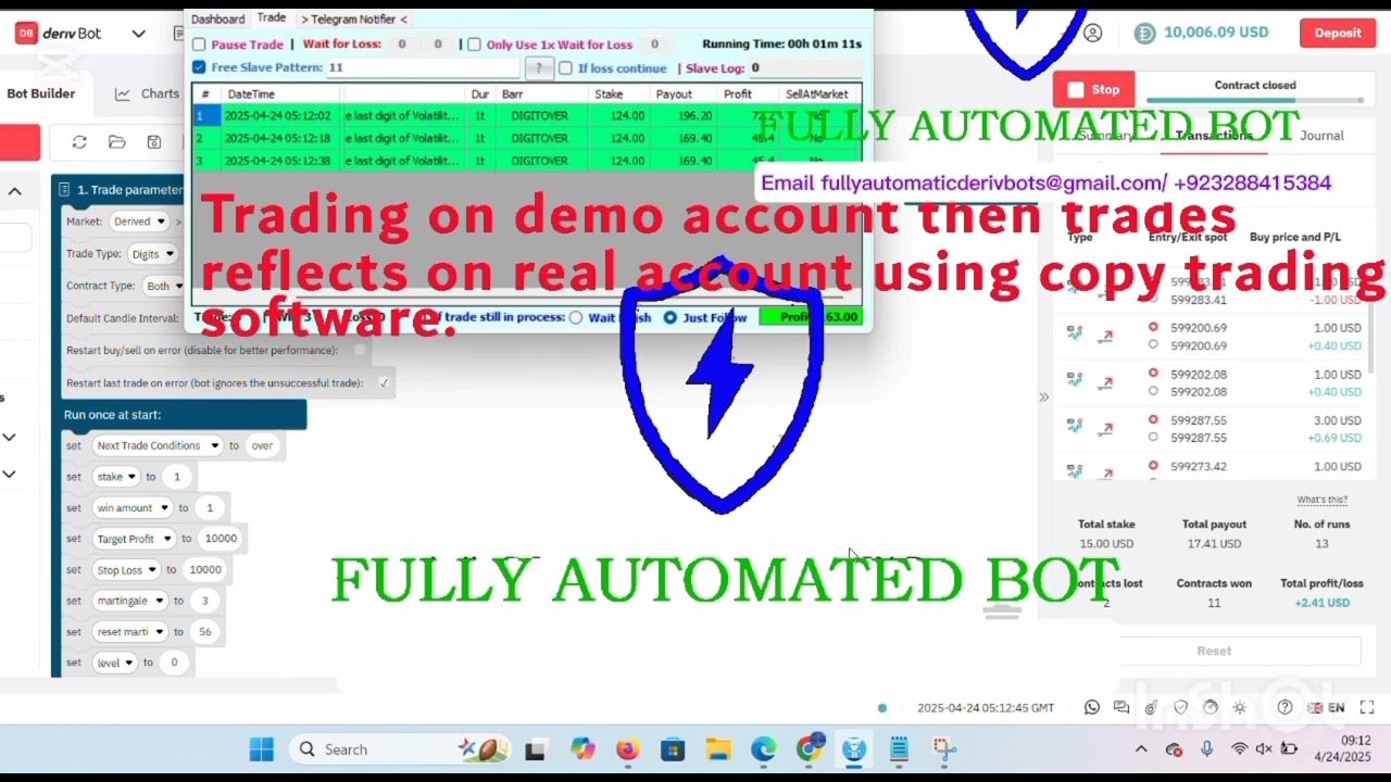 Copy Trading Software [DERIV] ..Just Copy winning trades 326$ live Profit ✅💹 #copytrading #binary