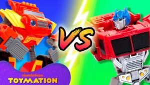 Robot Blaze vs. Optimus Prime Transformers Bot #15 | Blaze and the Monster Machines Toys | Toymation