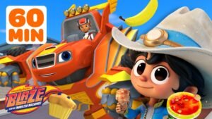 Blaze & Kid Cowboy’s FOOD Rescues & Races! 🍌🌶️ w/ Luna | 1 Hour | Blaze and the Monster Machines