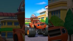 Blaze Collects Easter Eggs & Chops GIANT Vegetables! 🧅🥕 #shorts