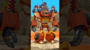 Robot Blaze Jumps Over LAVA to Rescue a Monkey! 🐒 #Shorts