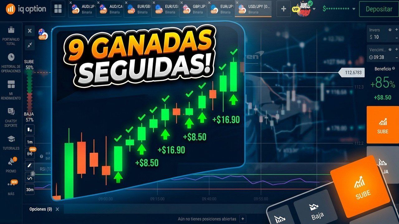 🔥 Script ALCON 9 GANADAS SEGUIDAS en IQ Option Estrategia REAL sin Martingala