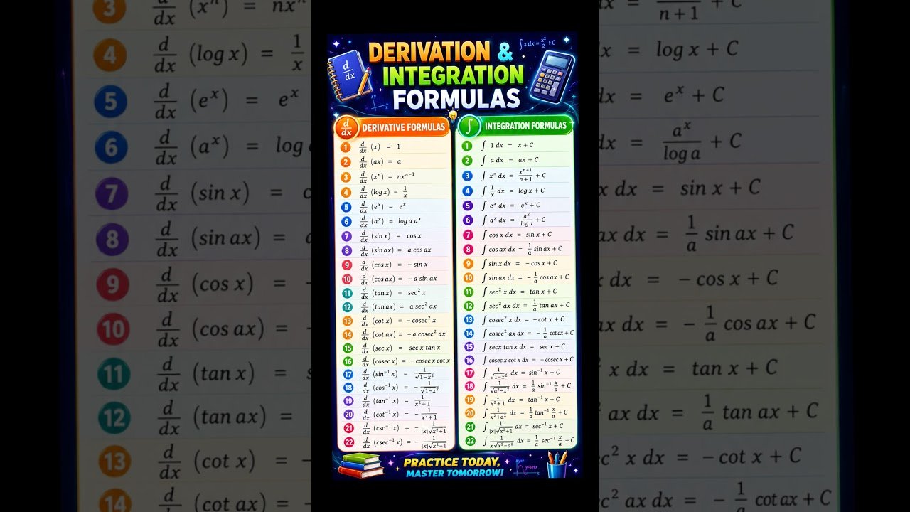 Calculus Formulas: All Derivative & Integration Formulas in One Video!
