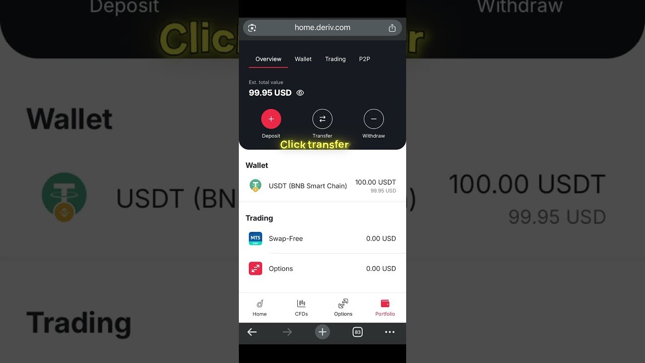 How to deposit USDT in deriv (bnb smartchain bep20)