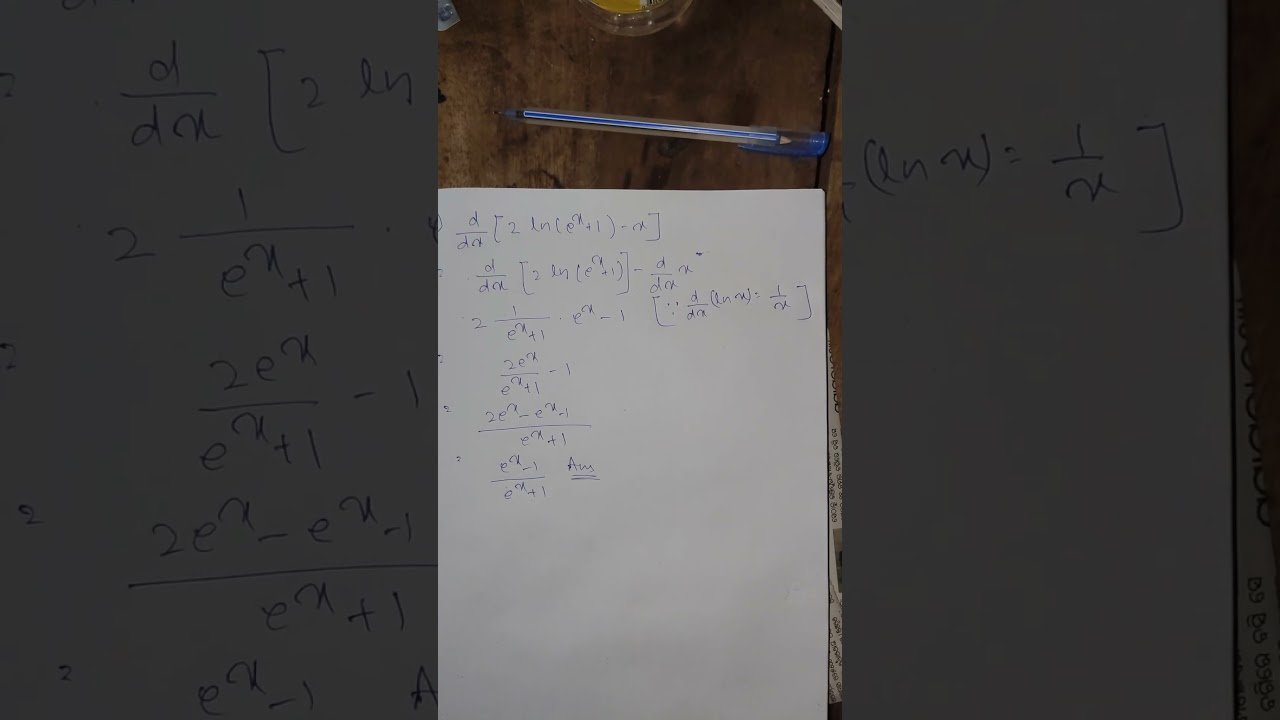 derivative of 2 ln (e^x+1)-x
