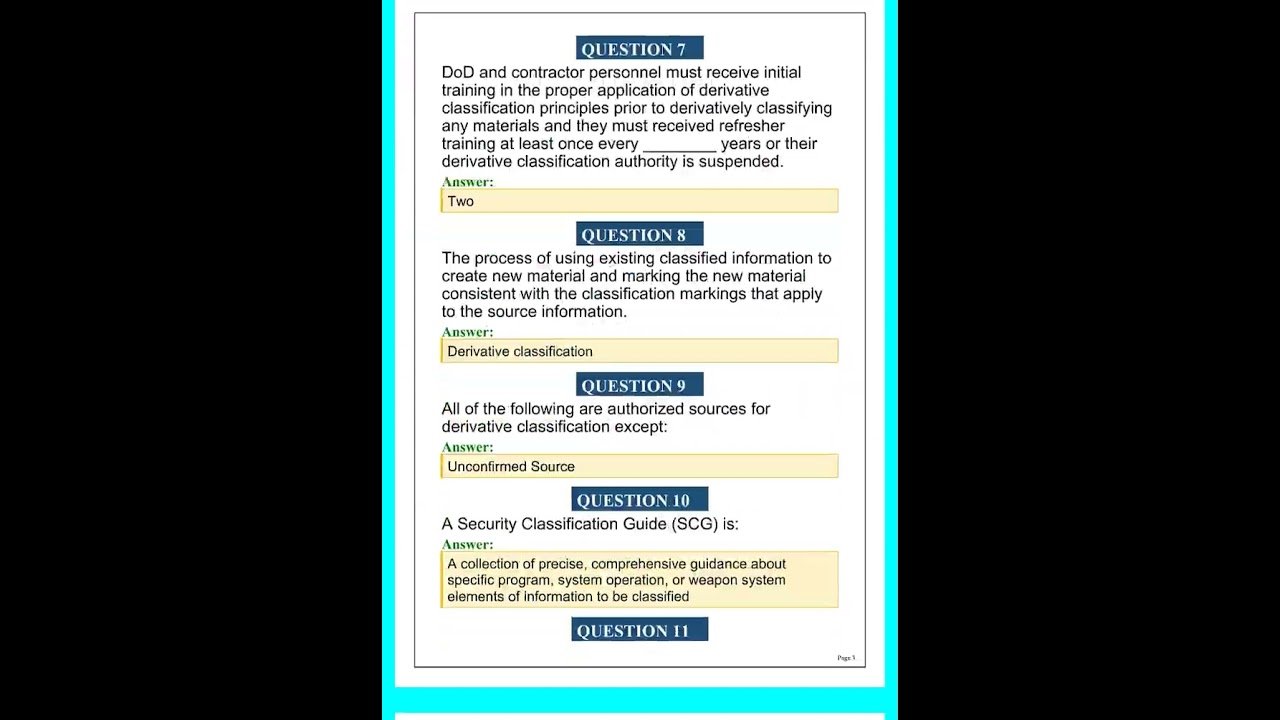Derivative Classification Exam Answers 2026 | Latest Practice Test Questions & Quizlet Review