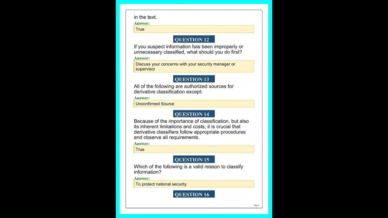 Derivative Classification Exam Answers 2026 PDF | Updated Practice Questions & Study Guide