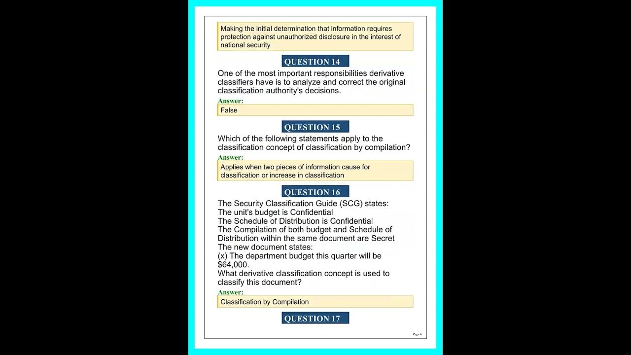 Derivative Classification Test Answers PDF 2026 | Practice Questions & Answers for Security