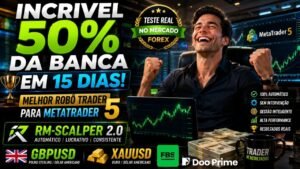 INCRIVEL 50% DA BANCA EM 15 DIAS! MELHOR ROBÔ TRADER PARA METATRADER 5, RM-SCALPER 2.0 TESTE REAL