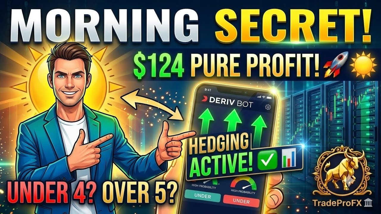 MORNING SECRET FOUND! 🤫 $124 PURE PROFIT Using Deriv Hedging (Under 4 & Over 5)!