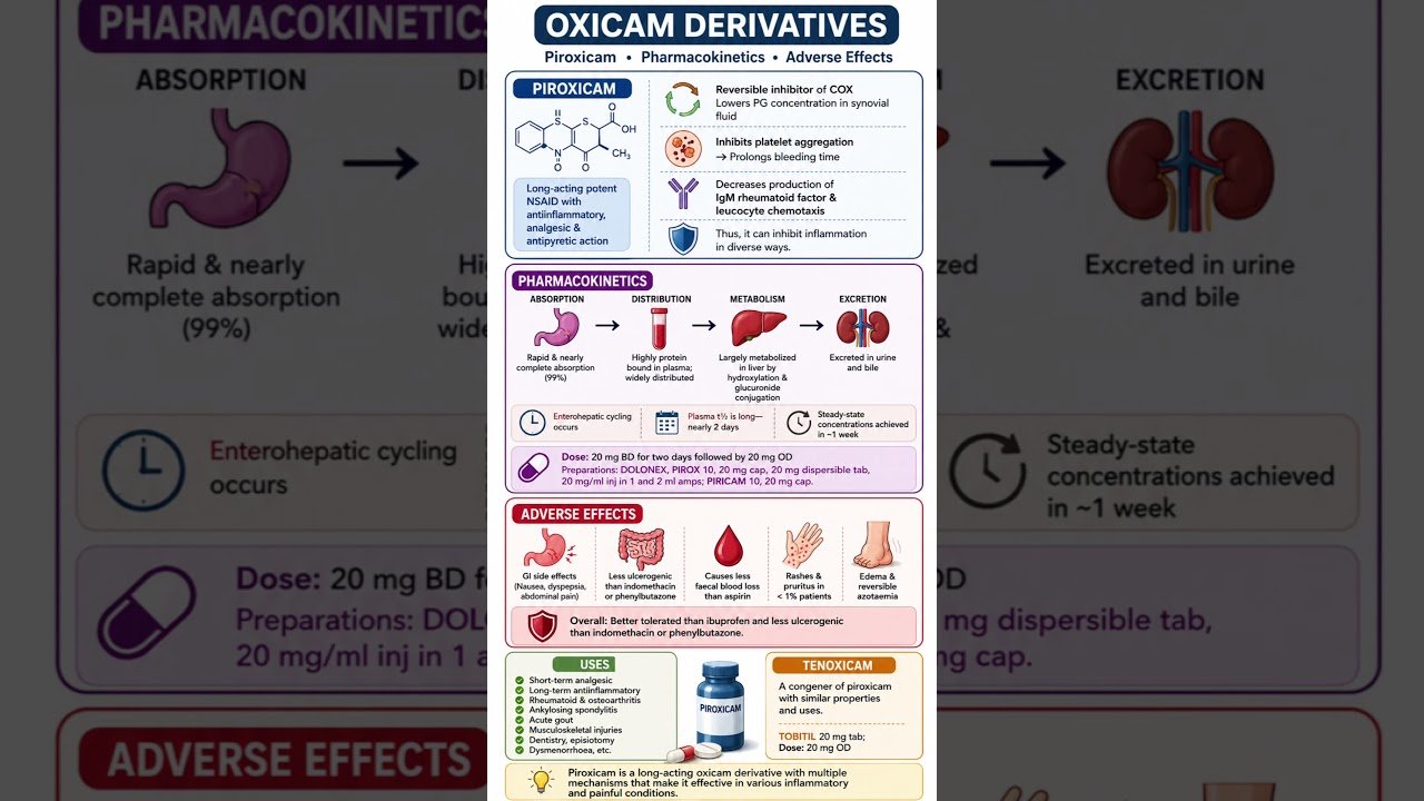 OXICAM DERIVATIVES || NSAID #pharmacology #norcet #medicine #neetpg #gpat #niper
