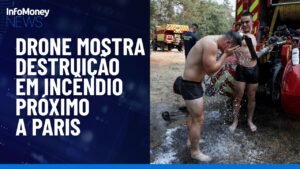 Paris: drone mostra incêndio florestal em Fontainebleau em meio a calor extremo | InfoMoney News