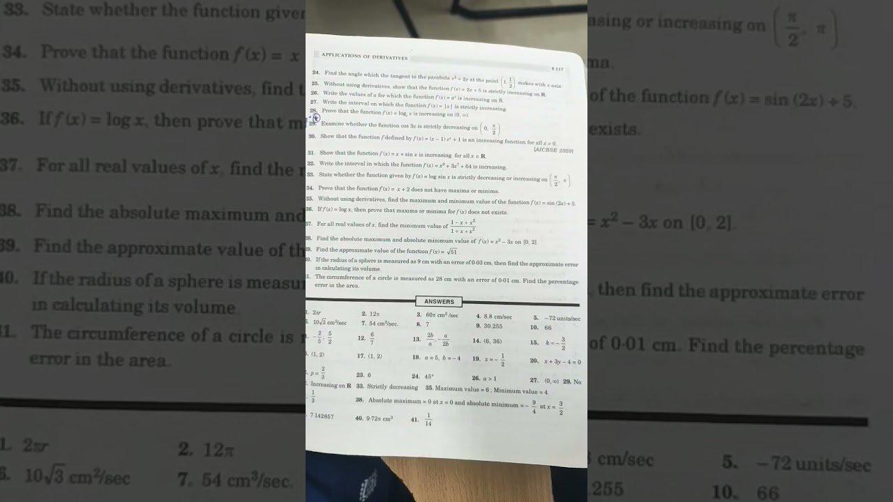 Application of derivatives #12th class