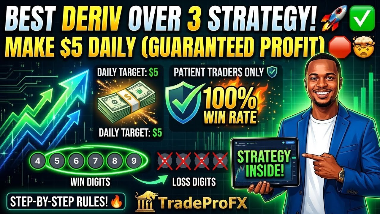 DERIV OVER 3 STRATEGY: Make $5 Daily with High-Win Patience Rules! 🎯