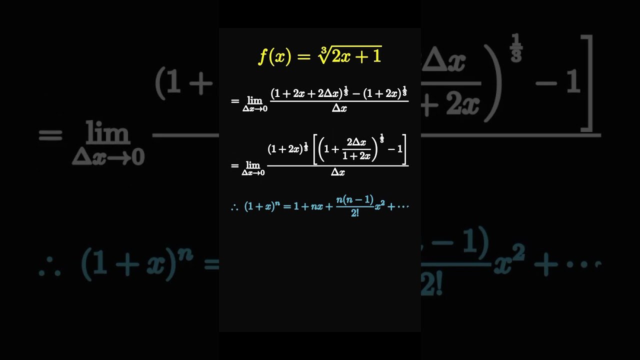 Derivative of a function by First Principle Method ✨