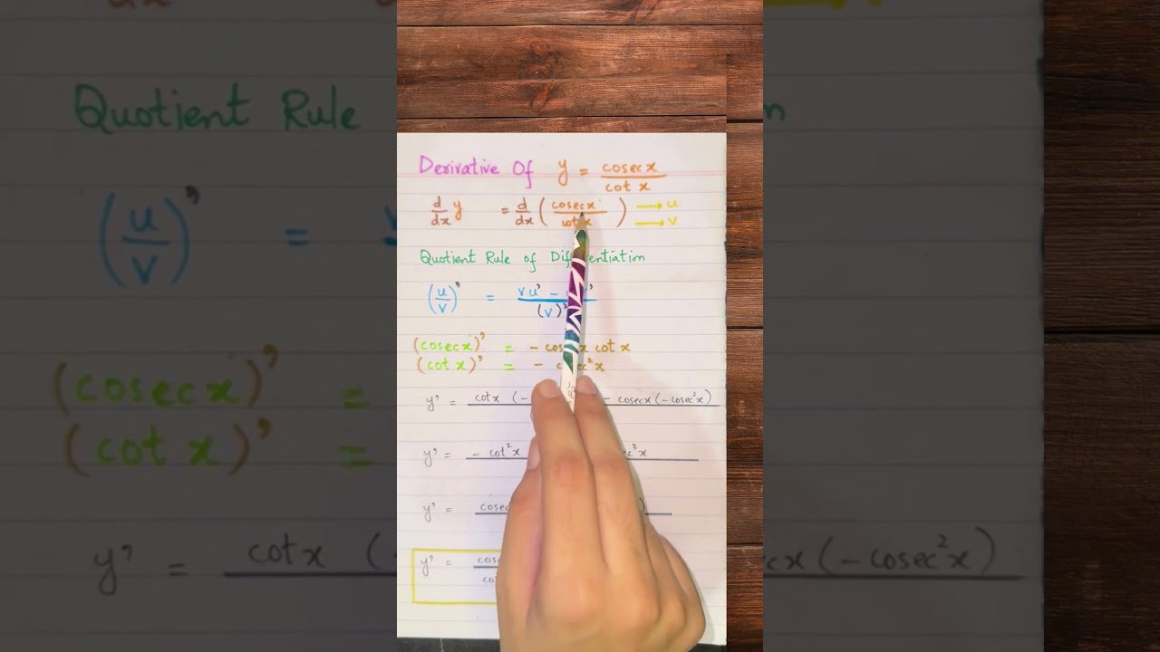 Derivative of Cosec x / Cot x | Part 4/7