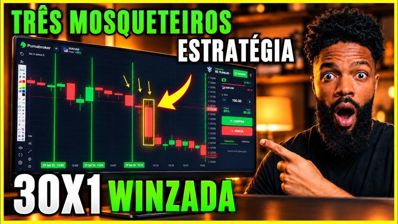 ESTRATÉGIA 3 MOSQUETEIROS – a melhor para OPÇÕES BINÁRIAS em  2026 (Iq Option, Quotex e Puma Broker)