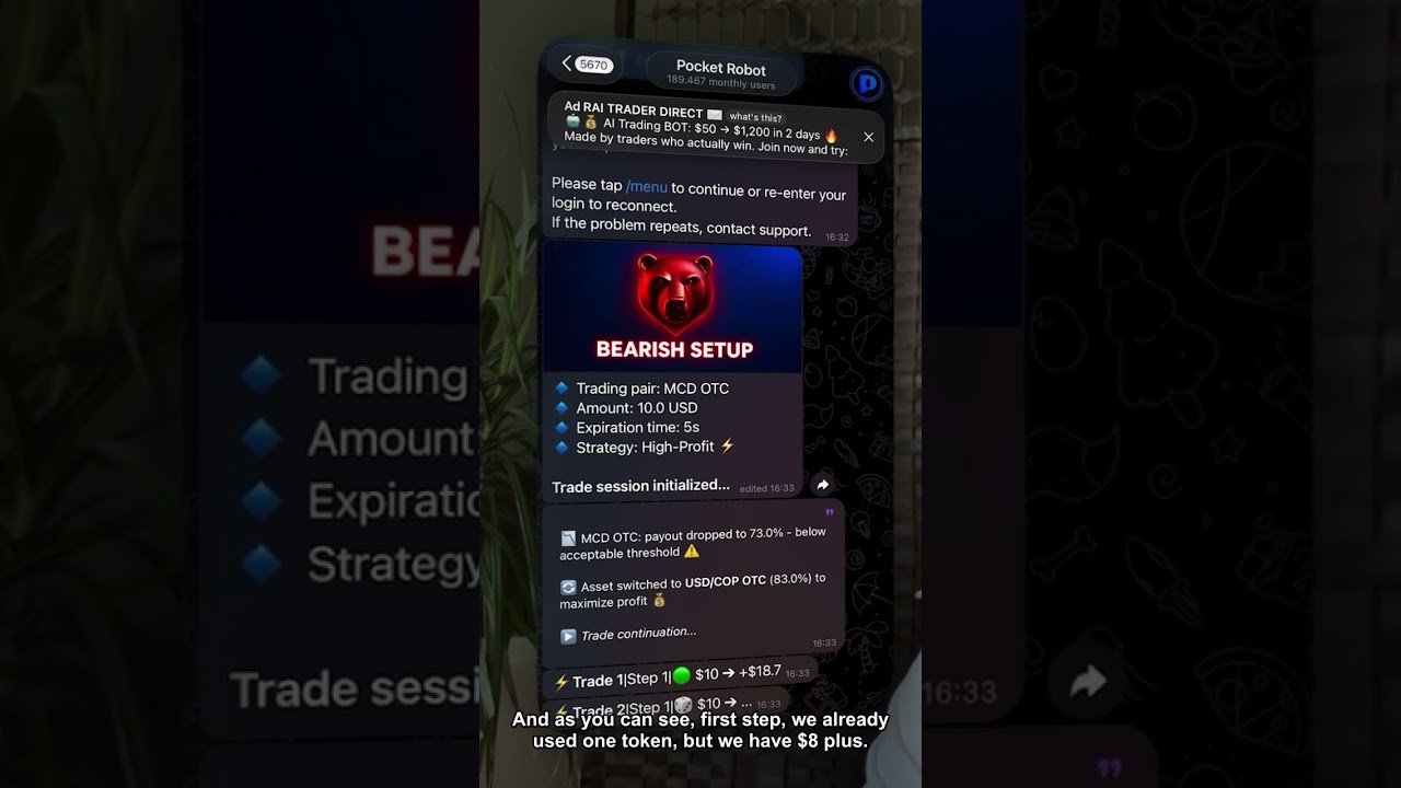 Real Trading Session With Pocket Robot | How to Use Pocket Bot in Telegram