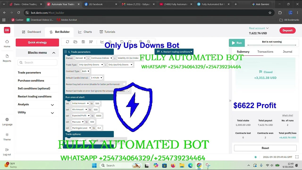 Trading using Only Ups Downs Bot #deriv