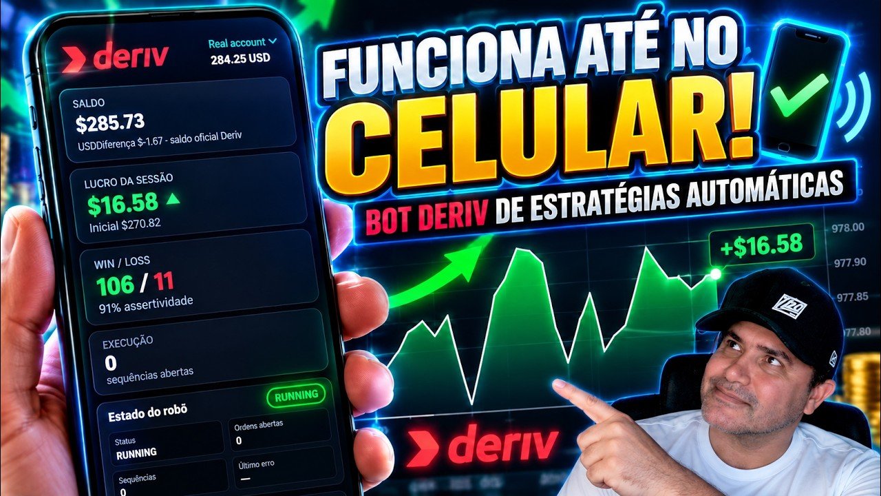 Este bot deriv de estratégias automáticas funciona ate em celular